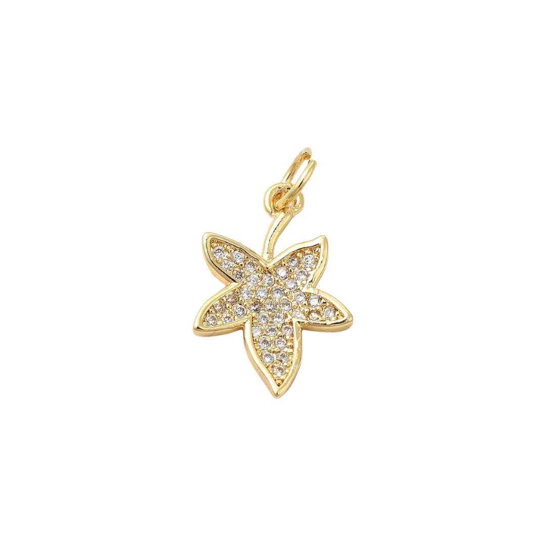 Gold Inlaid Autumn Leaf Charm