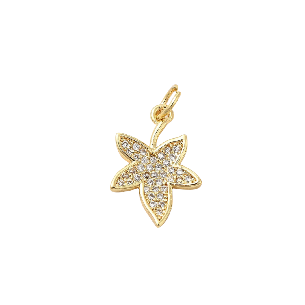 Gold Inlaid Autumn Leaf Charm