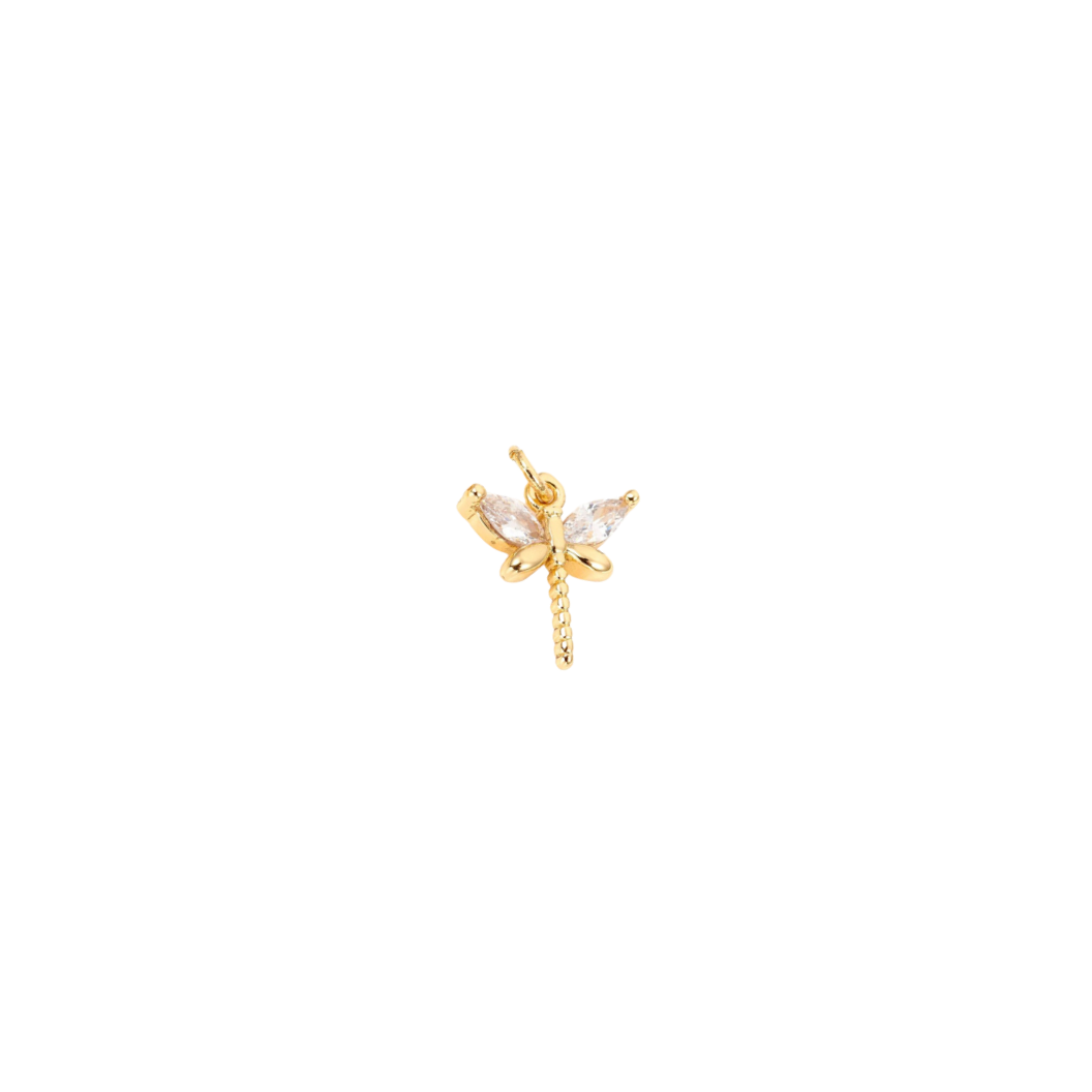 Transparent view of the Gold Dragonfly with Cubic Zirconia Charm
