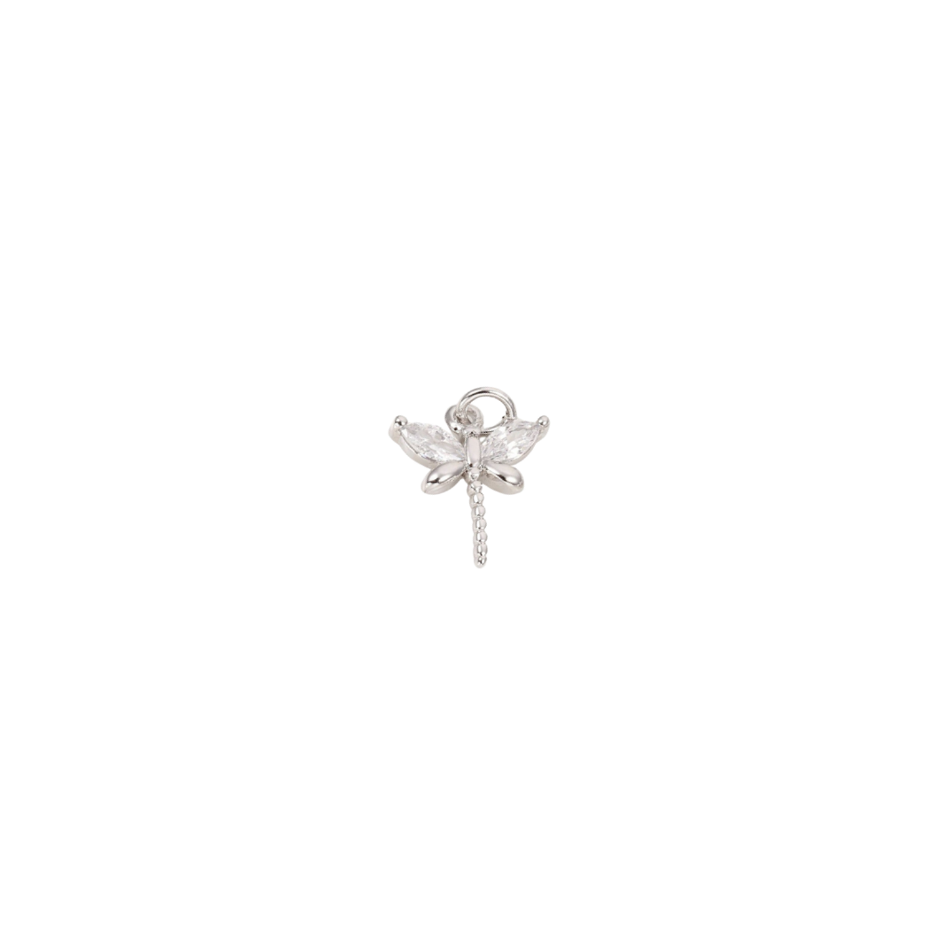 Transparent view of the Silver Dragonfly with Cubic Zirconia Charm