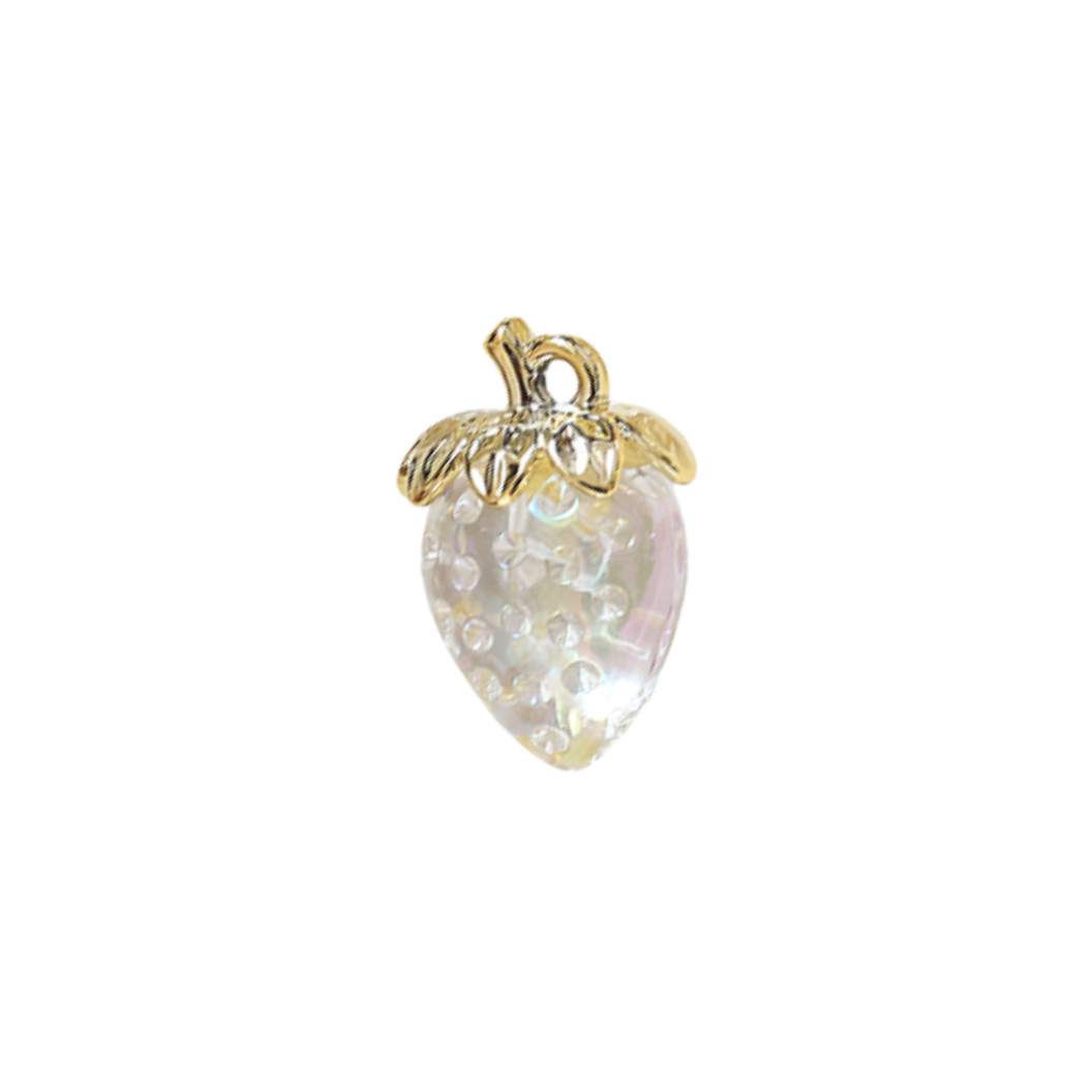 Transparent view of the Gold Clear Strawberry Charm
