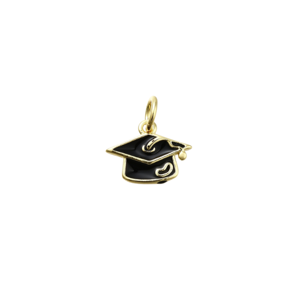 Transparent view of the Gold Classic Graduation Cap Charm