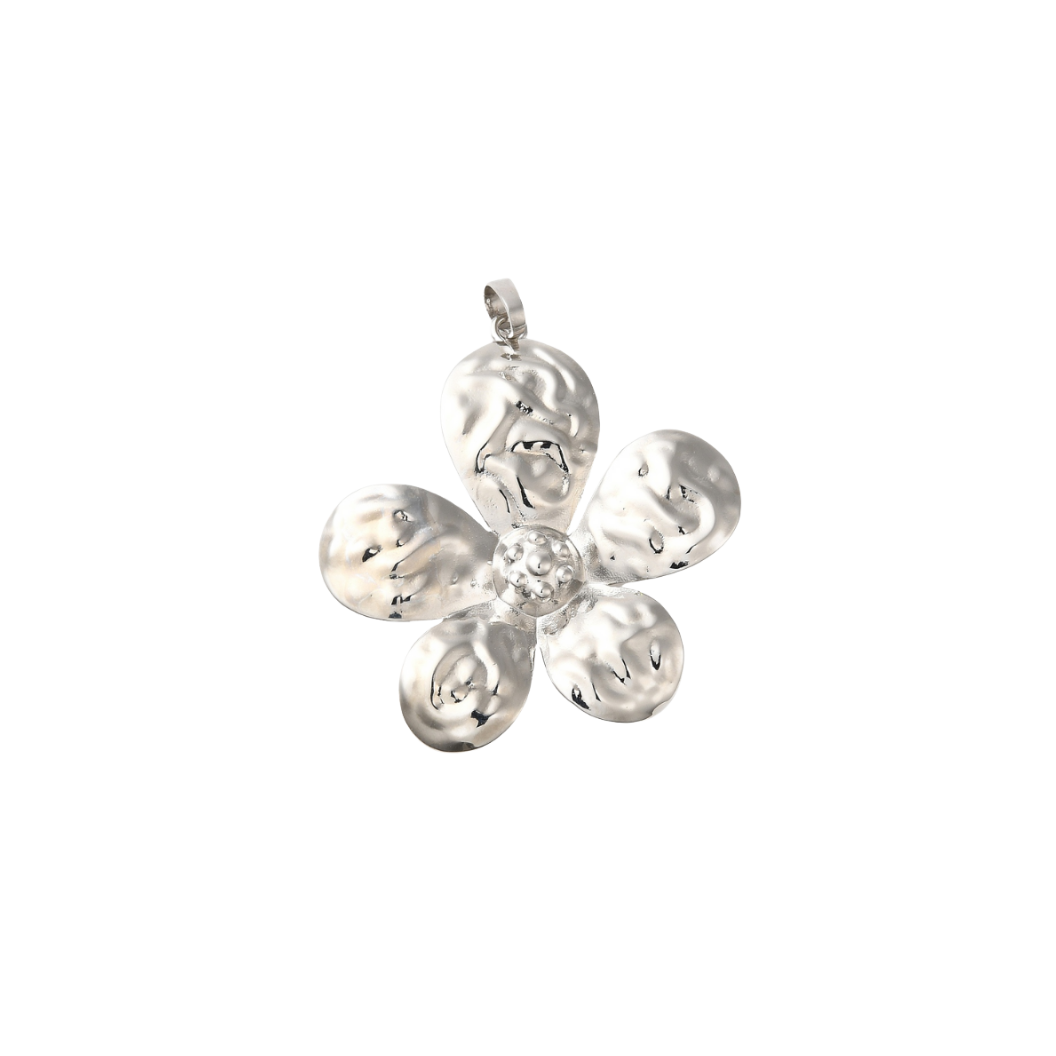 Silver 5 Petal Flower Charm