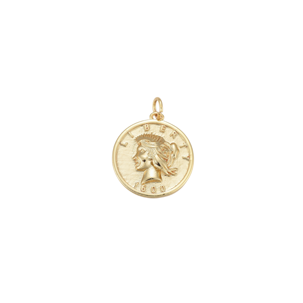 Transparent view of the Gold Liberty Coin Charm