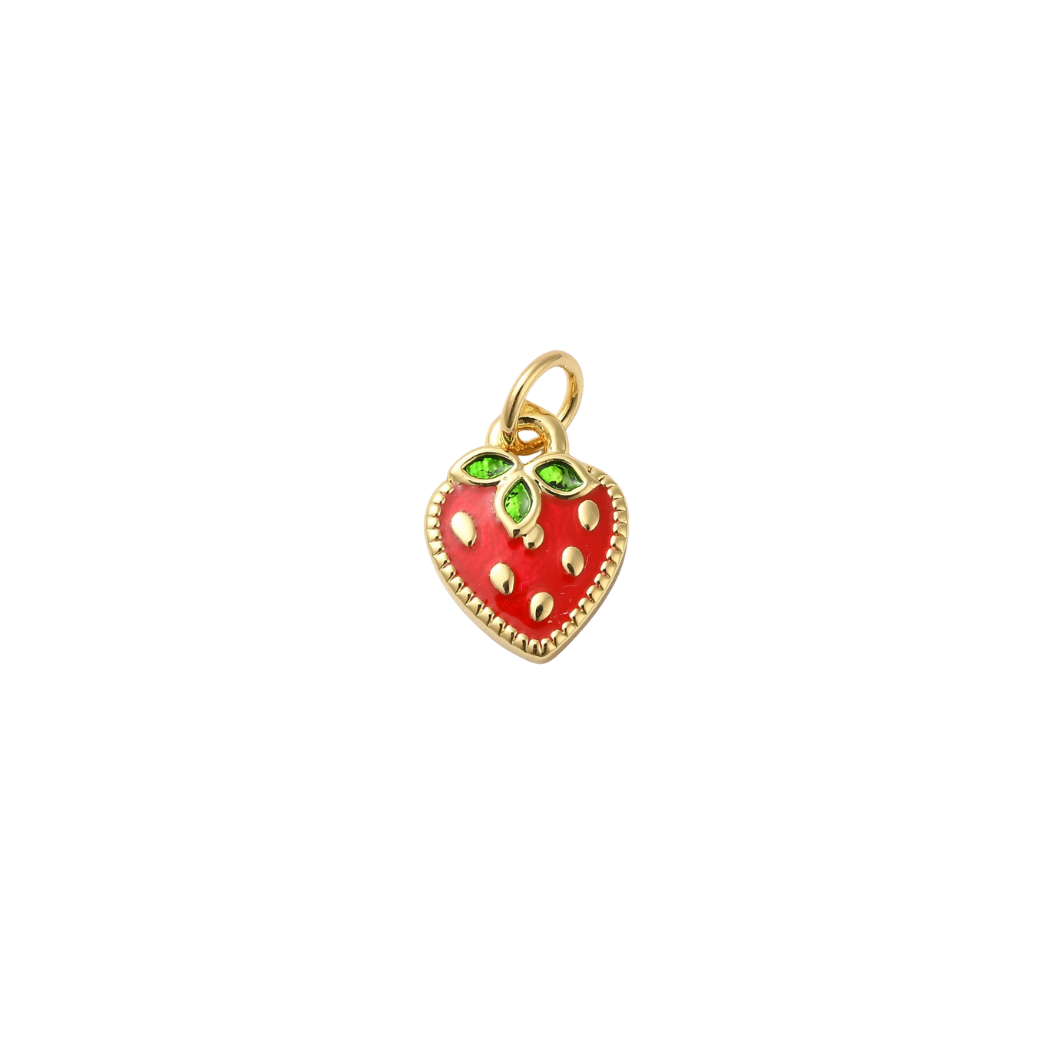 Transparent view of the Gold Strawberry Sparkle Charm