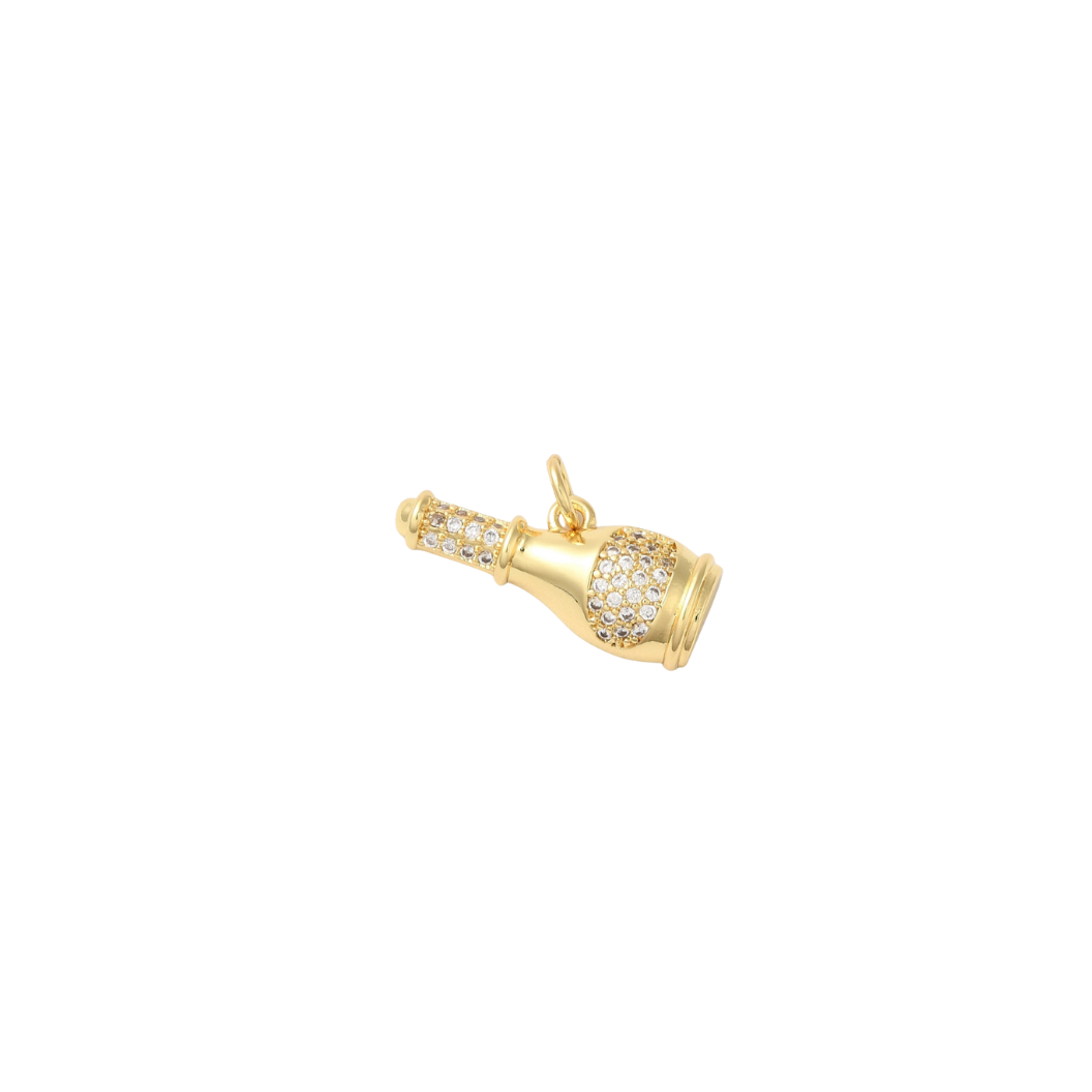 Transparent view of the Gold Cubic Zirconia Bubbly Bottle Charm