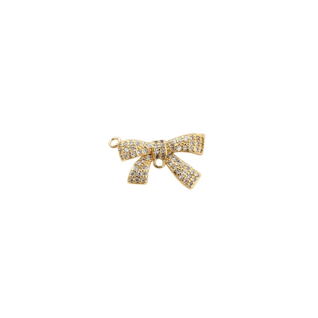 Transparent view of the Gold Cubic Zirconia Bow Charm