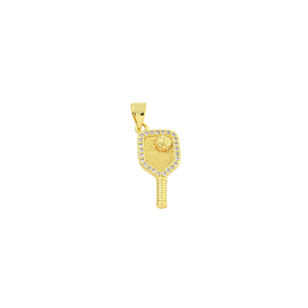 Transparent view of the Gold Cubic Zirconia Pickleball Charm