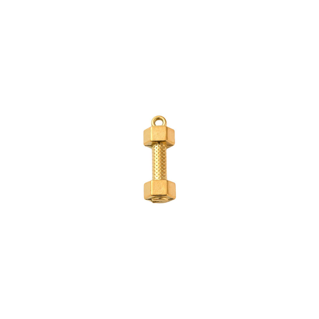 Transparent view of the Gold "Work it Out" Dumbbell Charm
