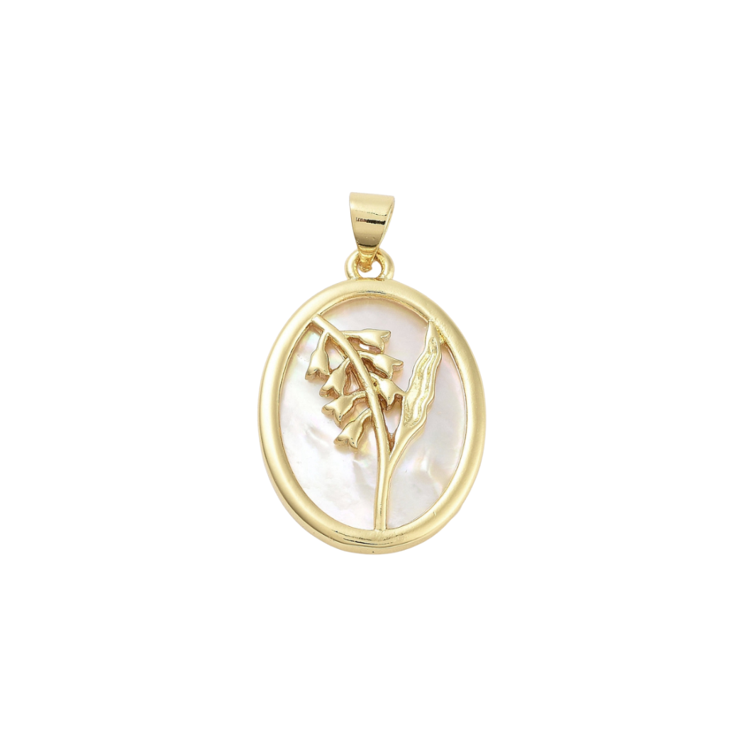 Gold Shell Floral Charm