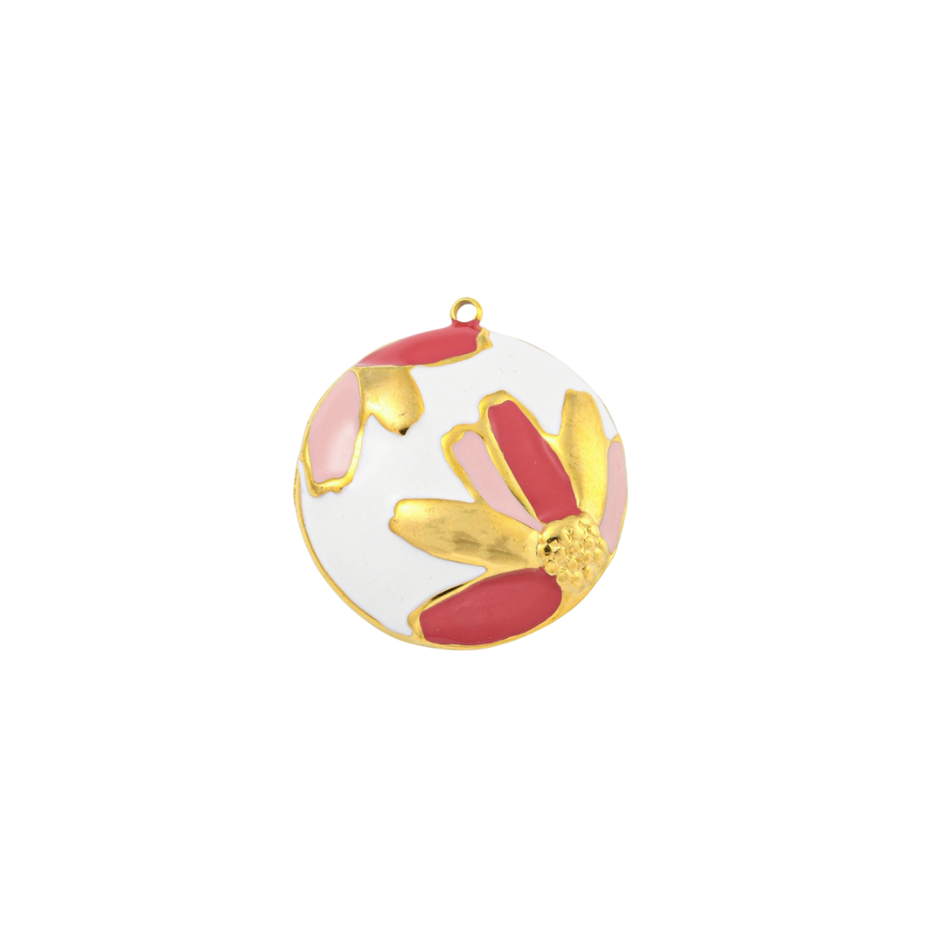 Transparent view of the Gold and Pink Flower Charm
