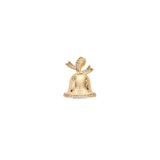 Front of the Gold Cubic Zirconia Jingle Bell Charm