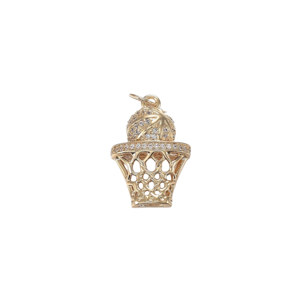 Transparent view of the Gold Swish, Swish Basketball Charm