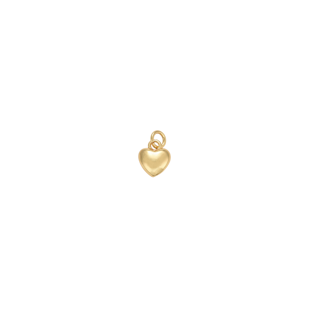 Gold Puff Heart Charm