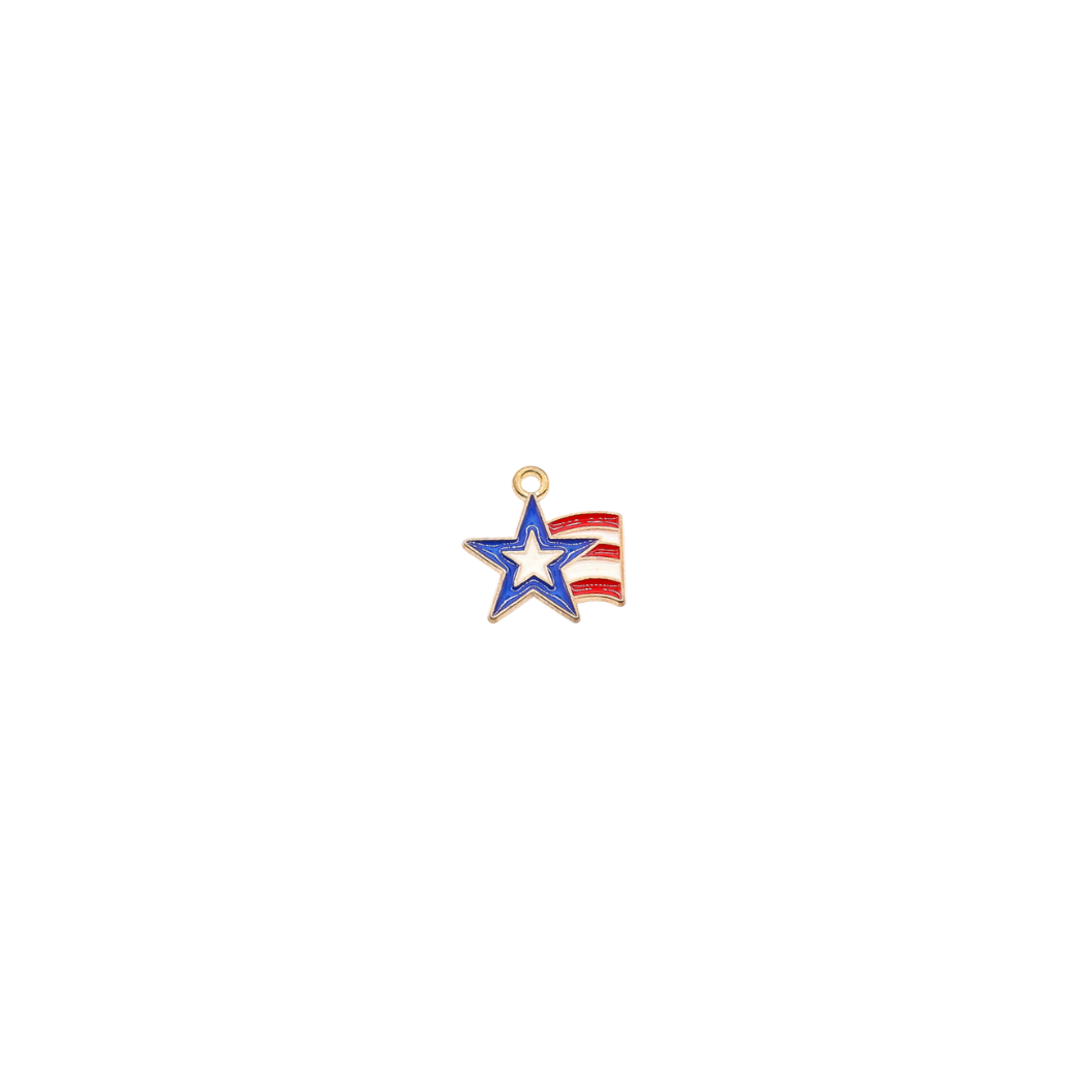 Gold American Star Flag Charm