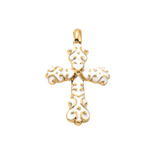 Gold Scrolled Cross Charm
