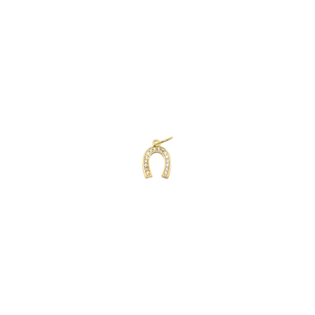 Gold Crystal Horseshoe Charm