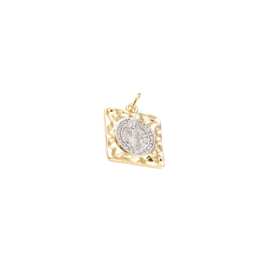 Gold Saint Benedict Square Charm