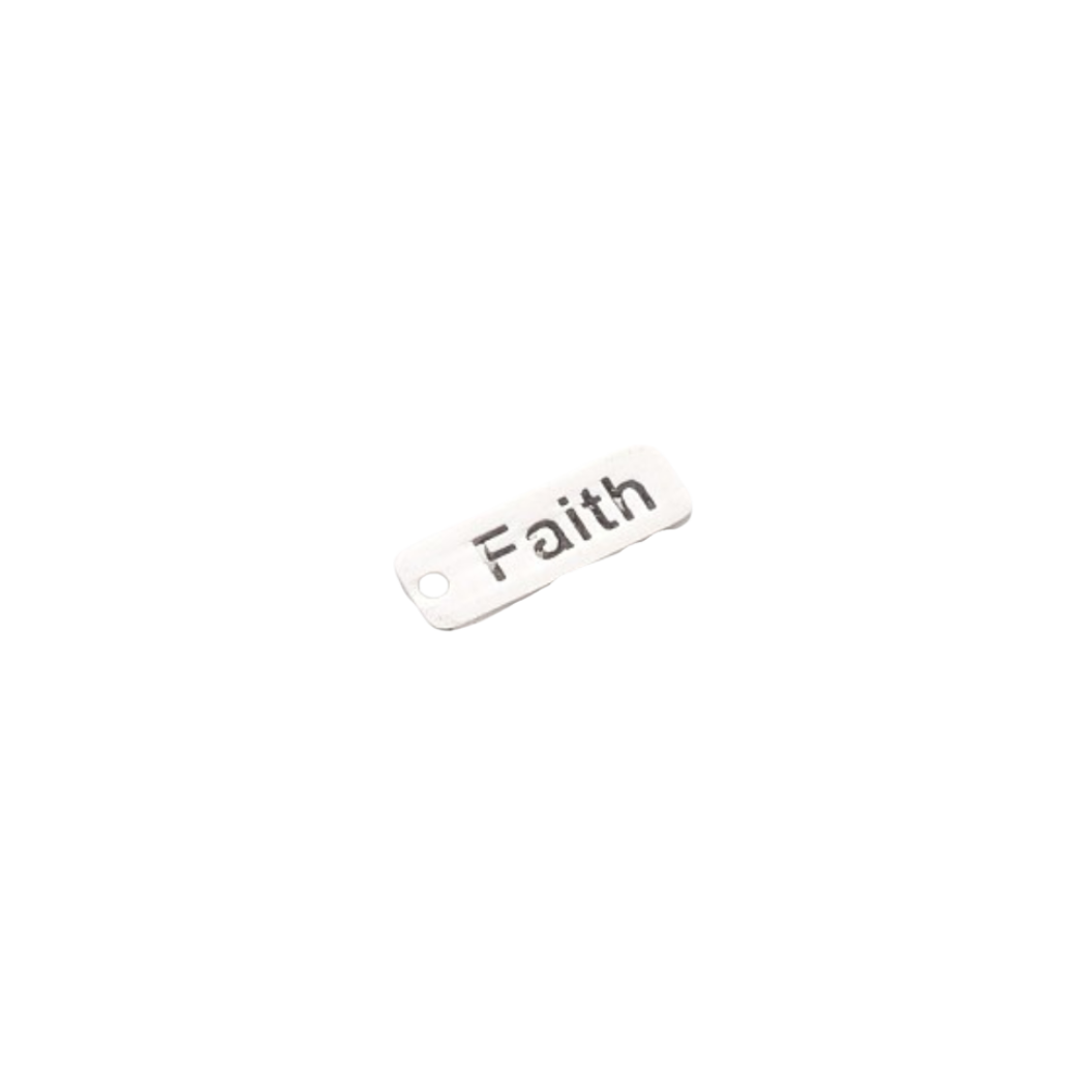 Silver Faith Bar Charm