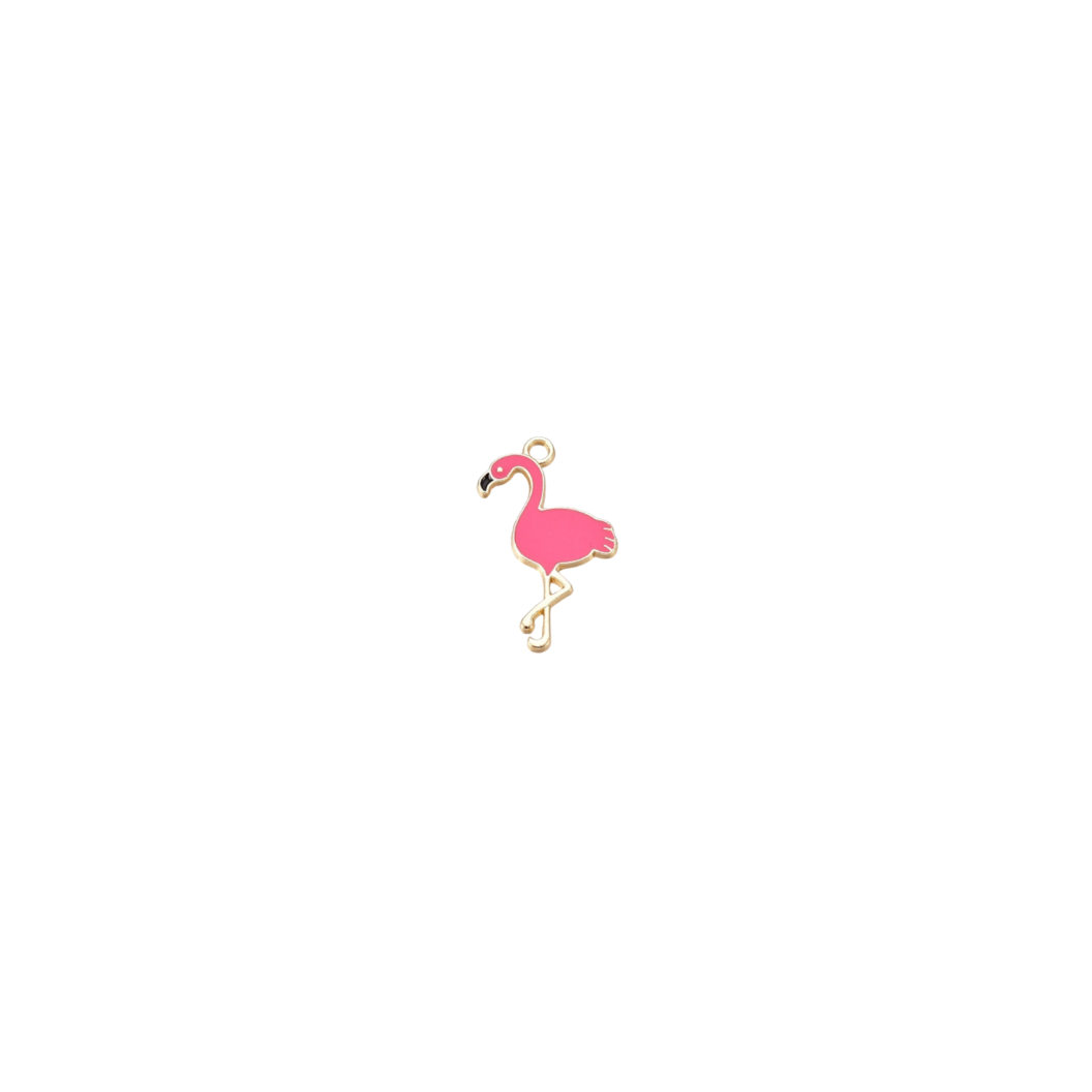 Gold Pink Flamingo Charm