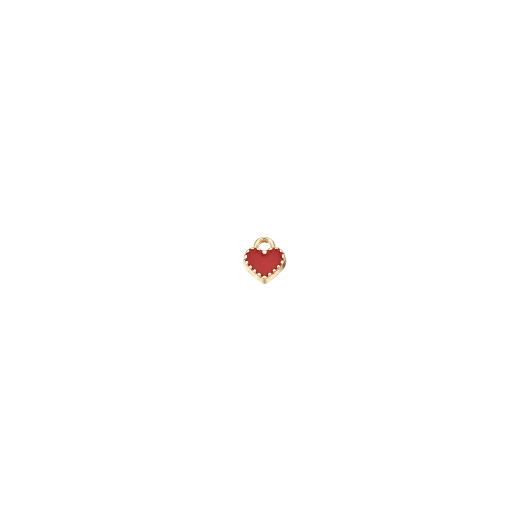 Gold Red Heart Charm