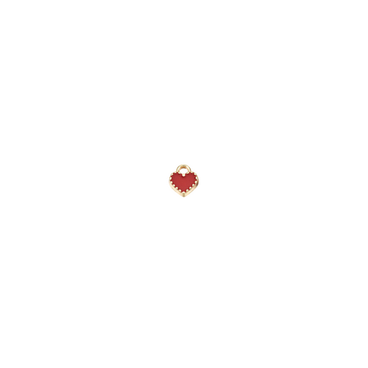 Gold Red Heart Charm