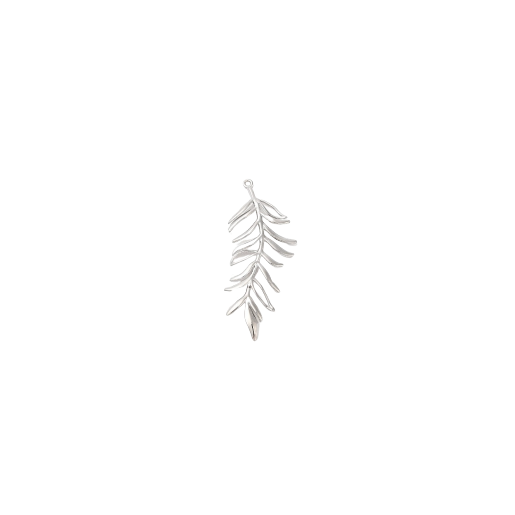 Silver Tropical Leaves Charm