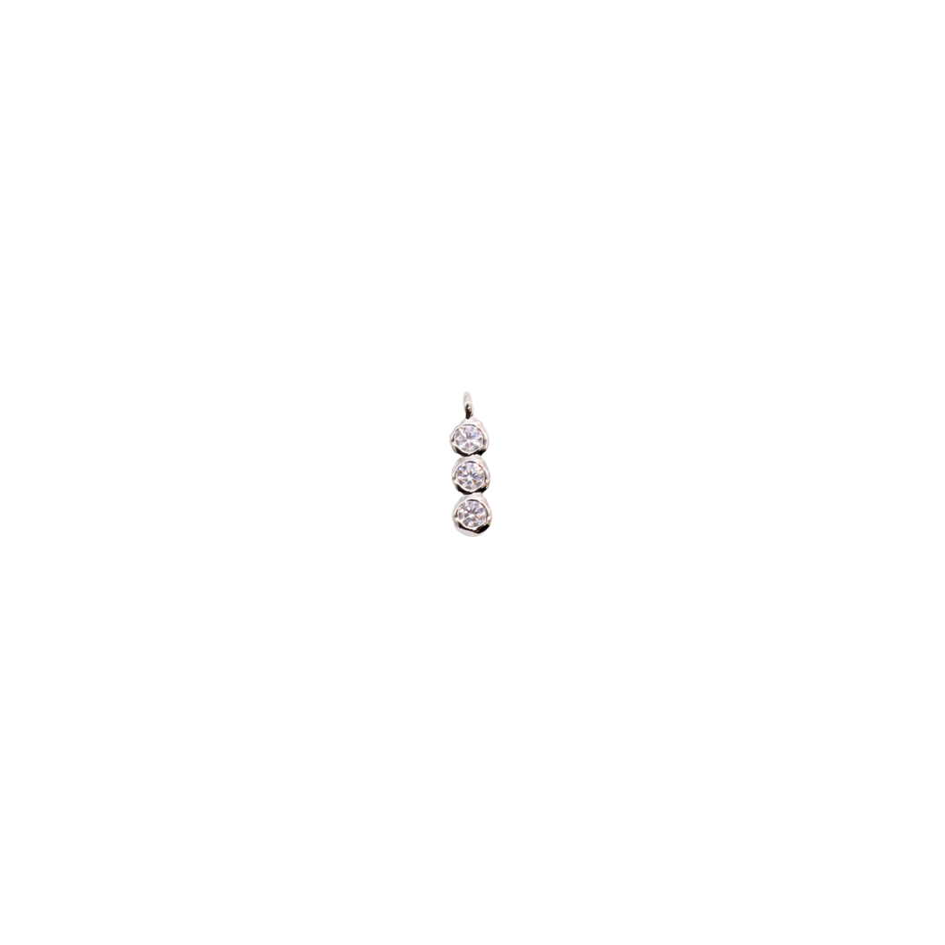Silver Triple Crystal Charm