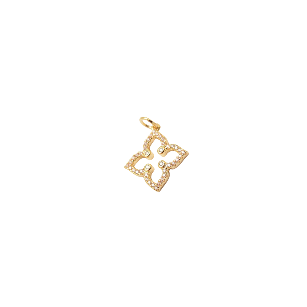 Gold Pave 4-Point Flower Charm