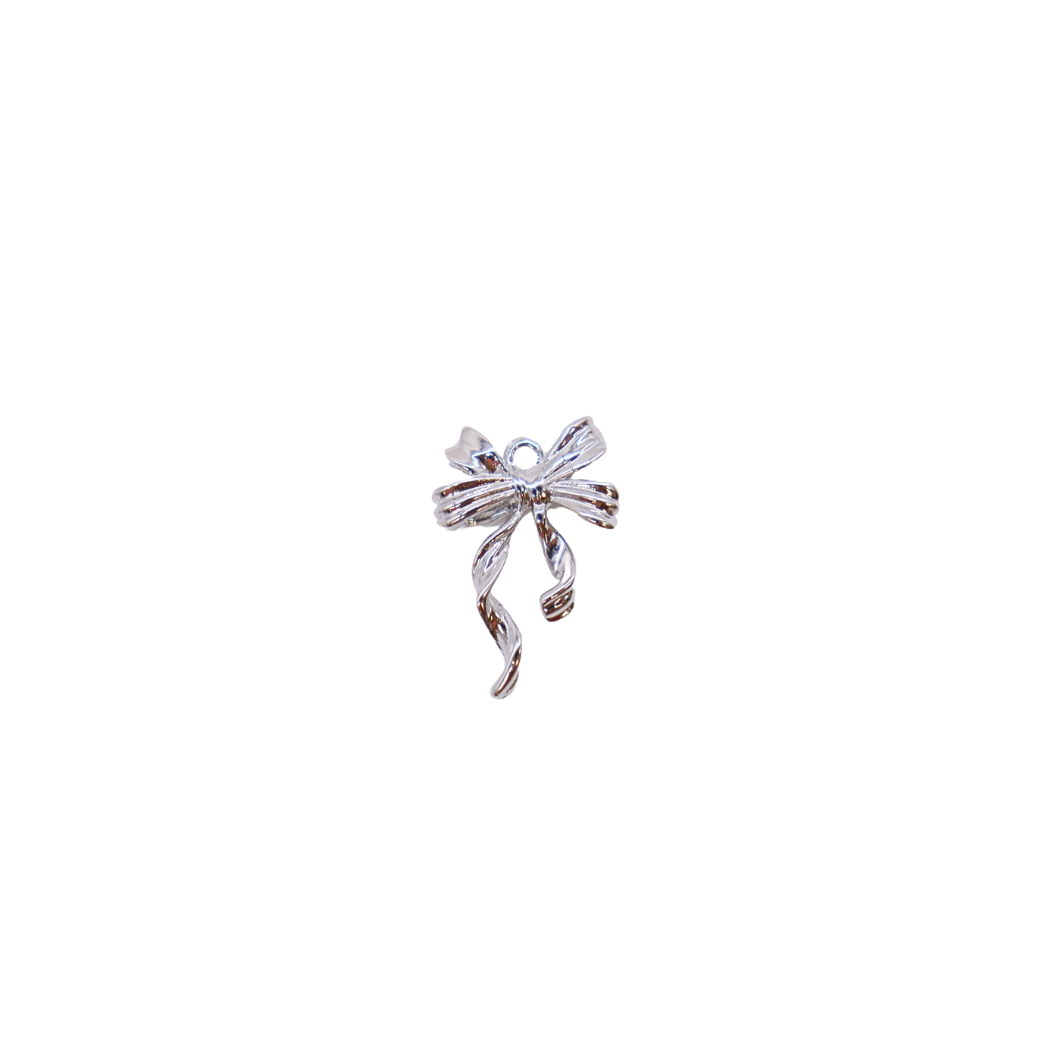 Silver Ribbon Bow Charm
