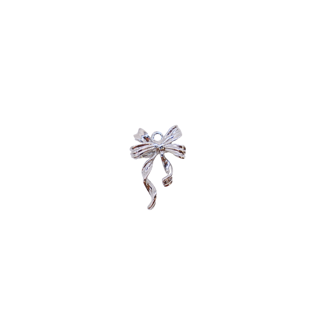 Silver Ribbon Bow Charm
