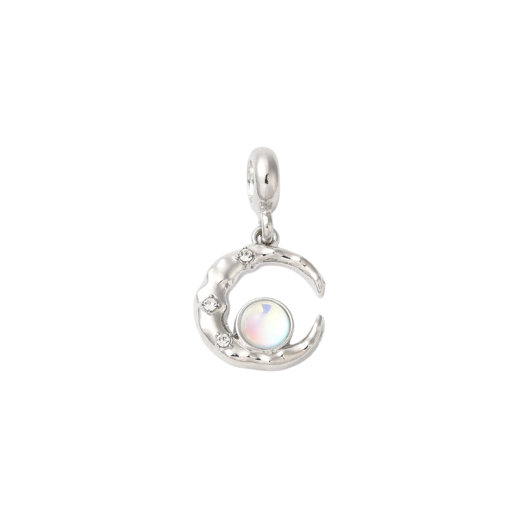 Silver Iridescent Bubble Moon Charm