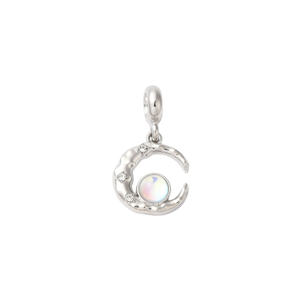 Silver Iridescent Bubble Moon Charm
