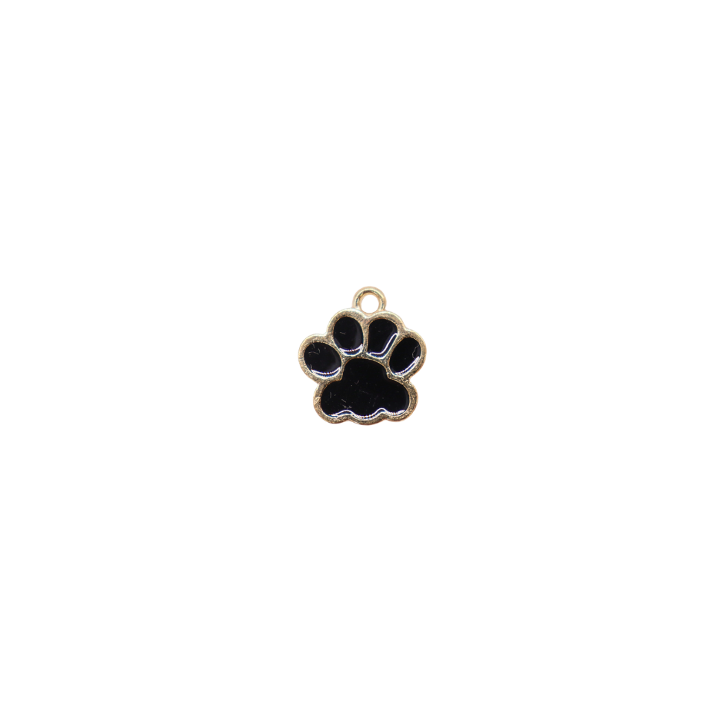 Gold & Black Puppy Paw Print Charm