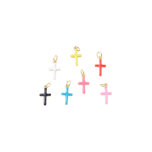 Gold Enamel Cross Charm | Assorted