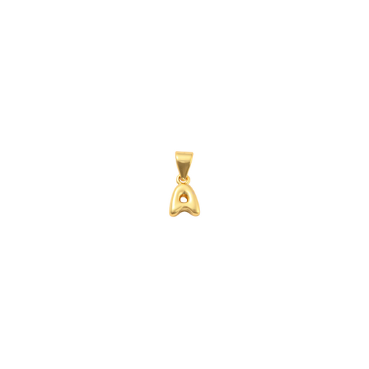 Front view of the Gold 18K Mini Bubble Initial Letter | Alphabet Charm | Letter A