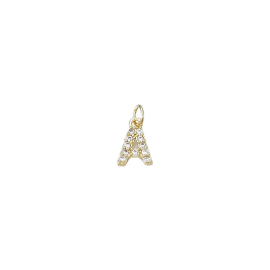 Gold Micro Cubic Zirconia Pave Initial Letter | Alphabet Charm