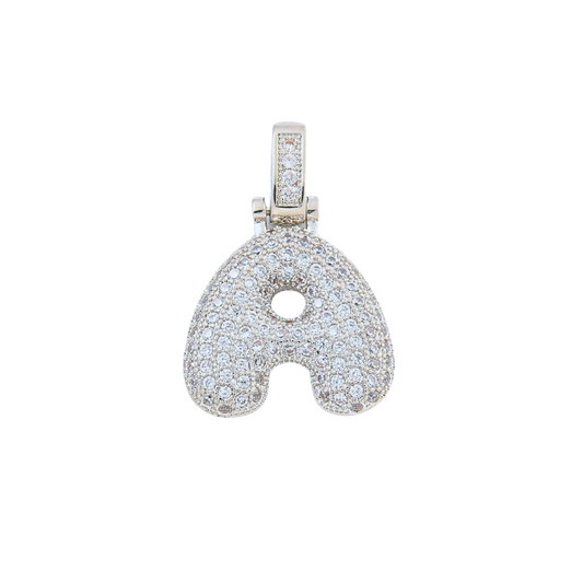 Silver Rhinestone Bubble Letter Charms