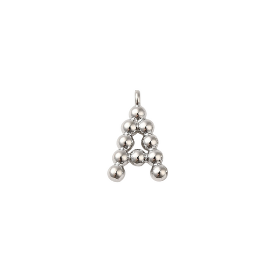 Front view of the Silver Textured Mini Letter Charms | Letter A