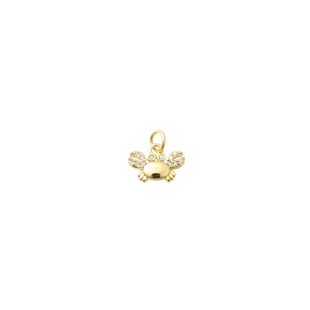 Transparent view of the Gold Crab with Cubic Zirconia Charm