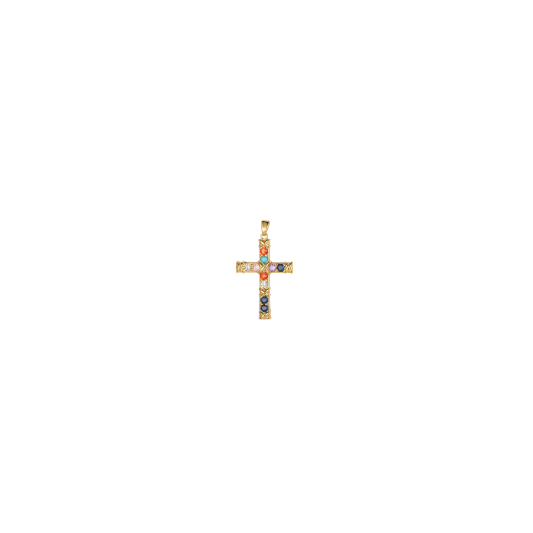 Transparent view of the Gold Jewel Cross Charm
