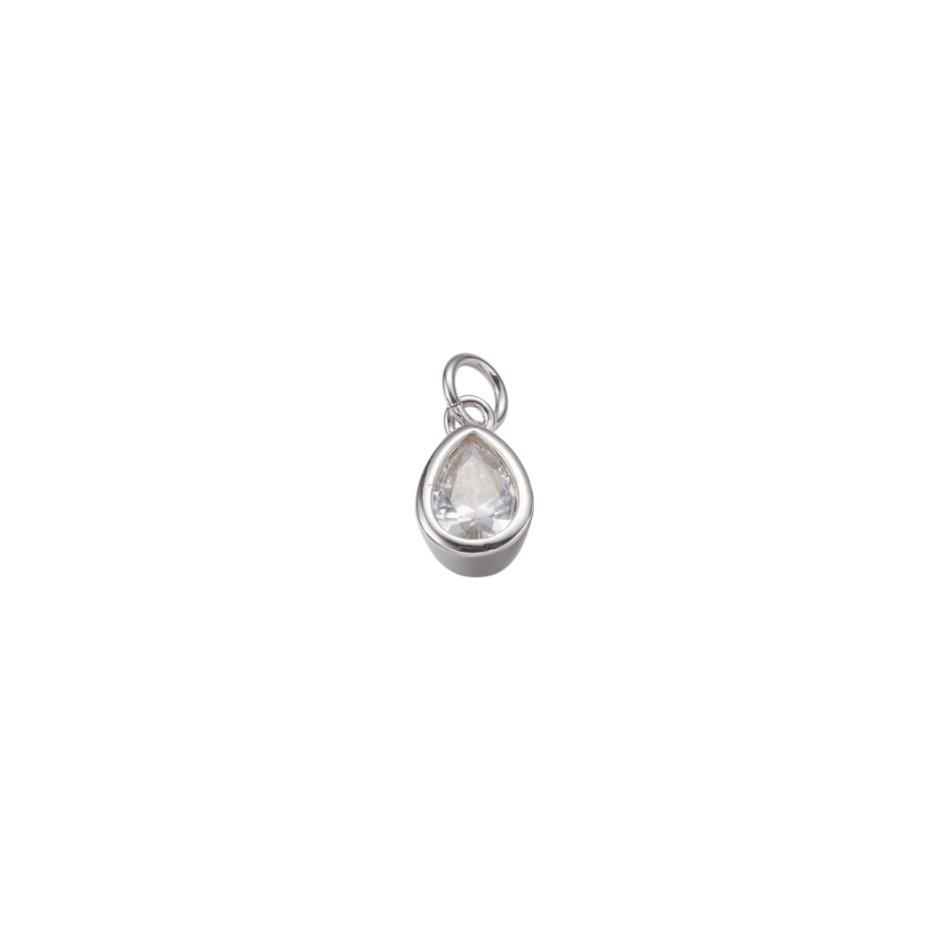Transparent view of the Silver Twilight Cubic Zirconia Teardrop Charm