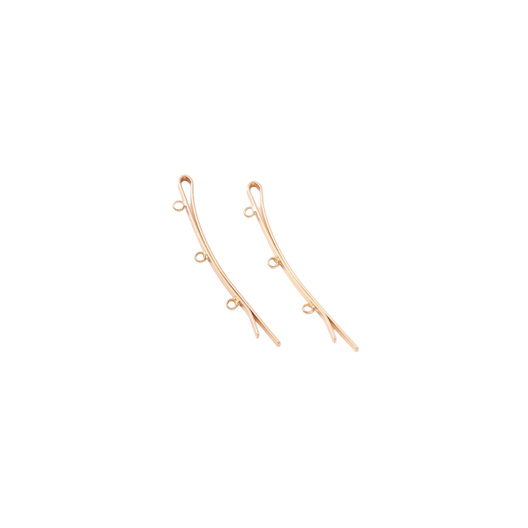 Front view of two Gold Charm Bar Customizable Bobby Pin | Set