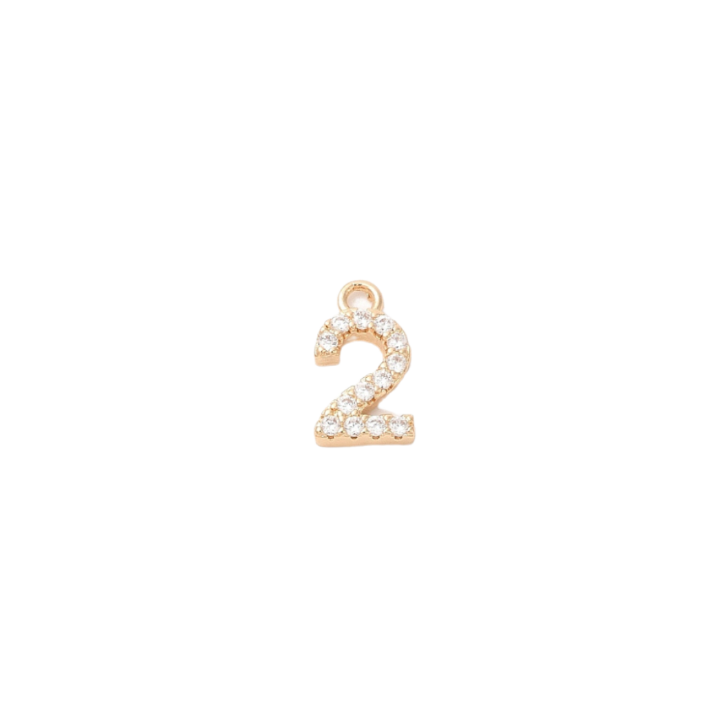 Gold Pave Number Charms
