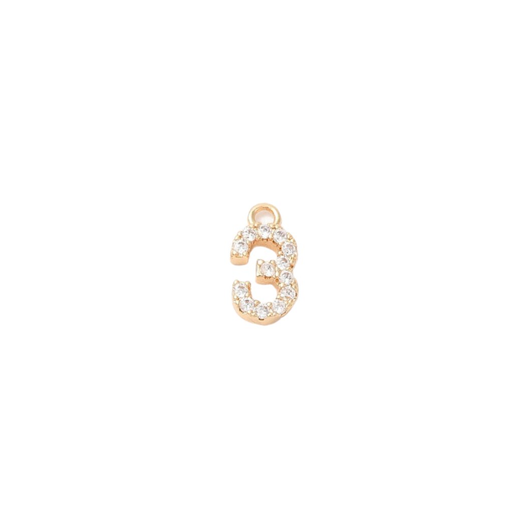 Gold Pave Number Charms
