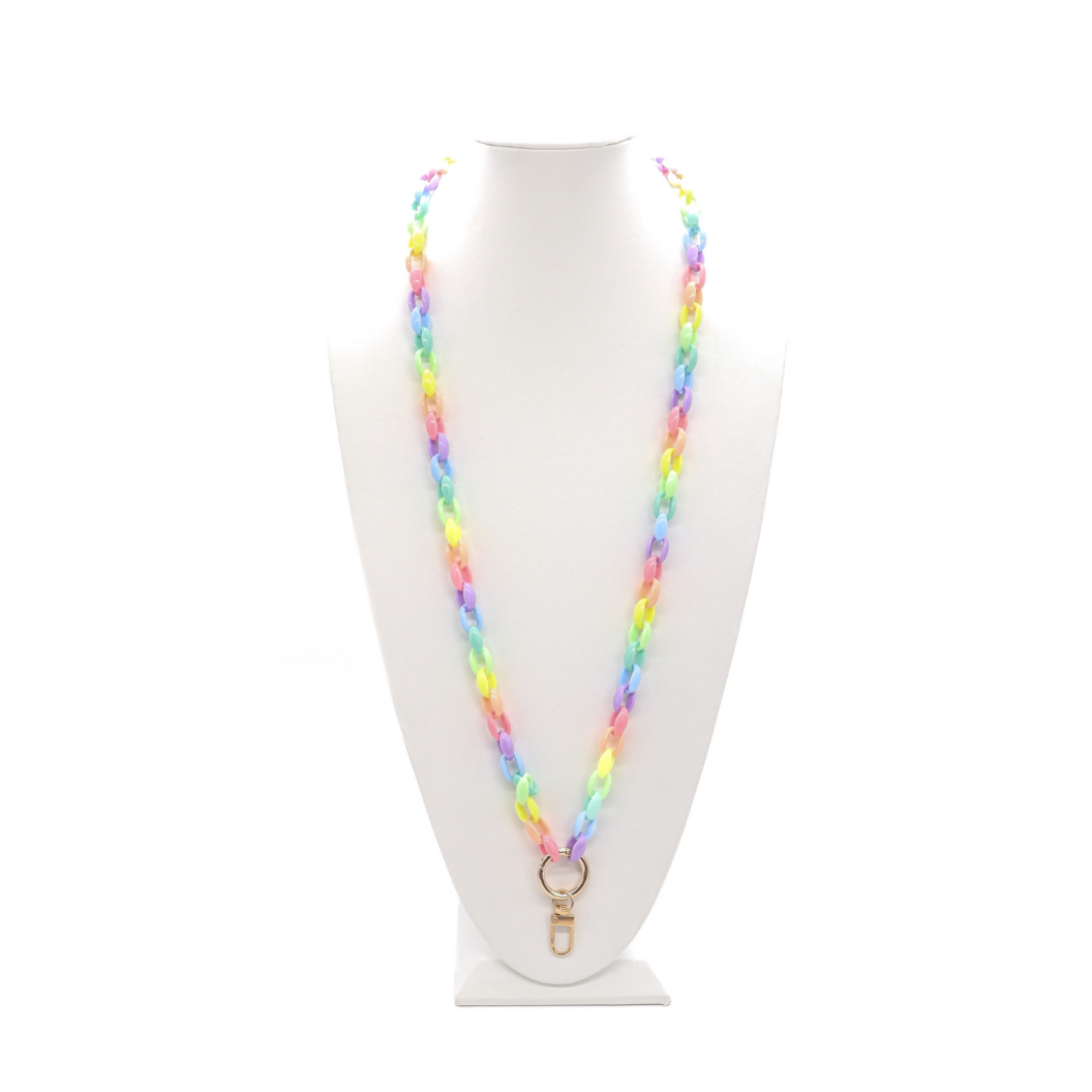 Pastel Rainbow Lanyard Charm Necklace
