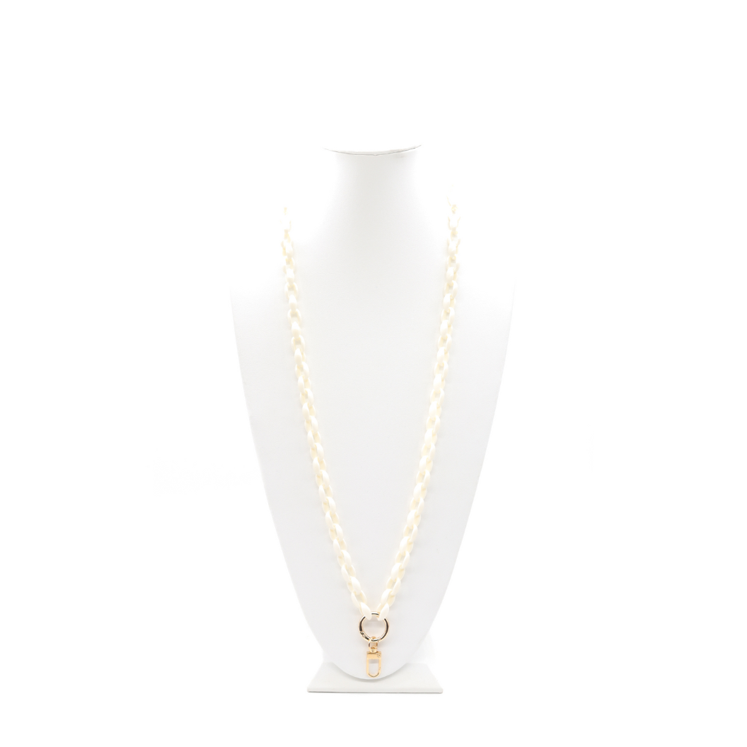 White Lanyard Charm Necklace