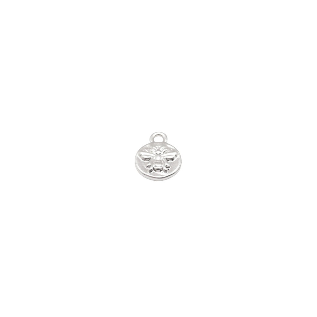 Transparent view of the Silver Round Bee Charm