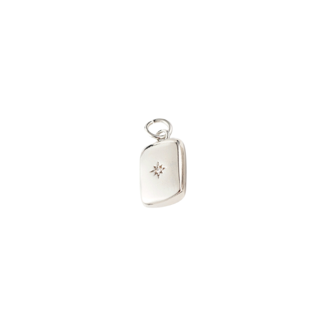 Silver Star Embossed Rectangle Charm