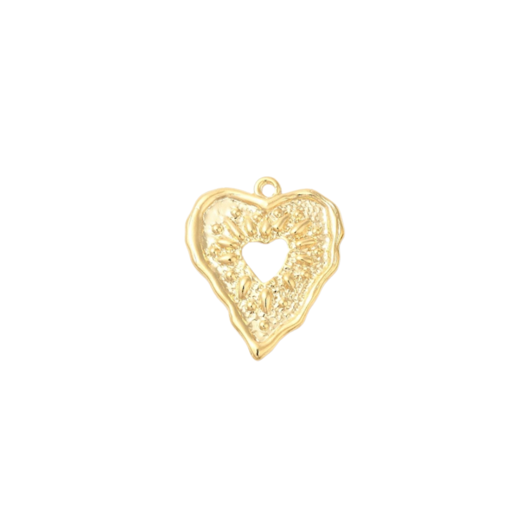 Gold Embossed Heart Charm
